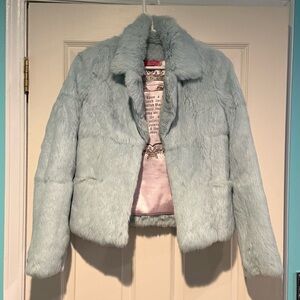 Juicy Couture Light Blue Rabbit Fur Jacket